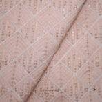 Designer Embroidery Glitter Sequins Creamy Peach Kurta / Koti Fabric (Width 38 Inch)