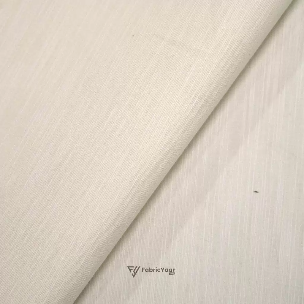 Solino Cotton Linen Velour Cream Shirt / Kurta Fabric (Width 58 Inch)