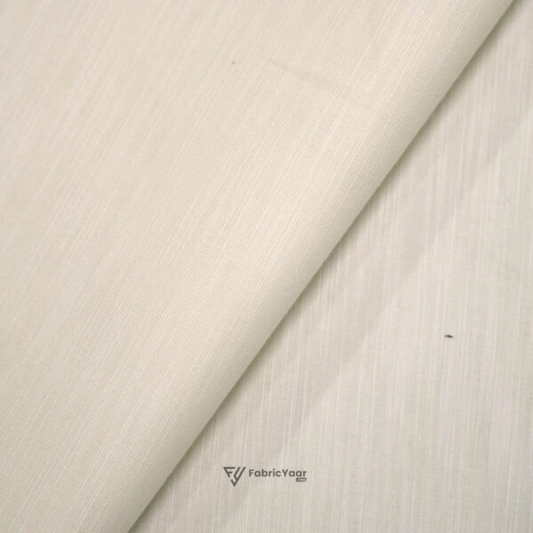 Solino Cotton Linen Velour Cream Shirt / Kurta Fabric (Width 58 Inch)