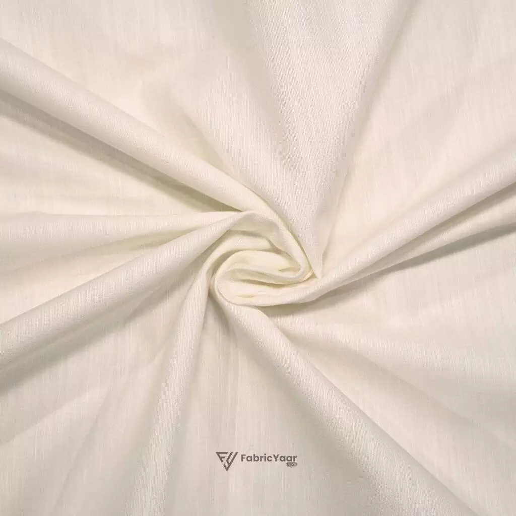 Solino Cotton Linen Velour Cream Shirt / Kurta Fabric (Width 58 Inch)