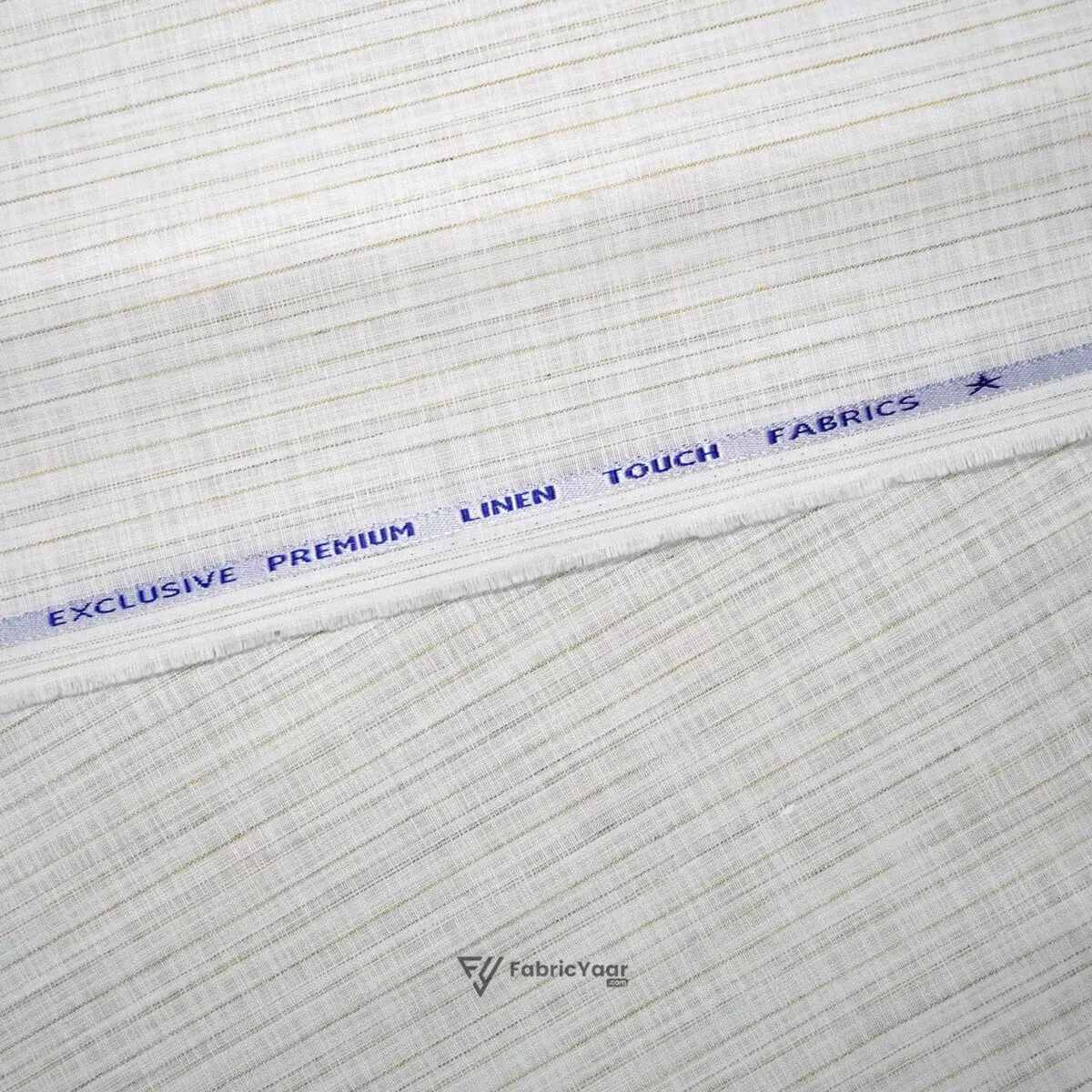 Solino Cotton Linen Self Stripe Beige Shirt / Kurta Fabric (Width 58 Inch)