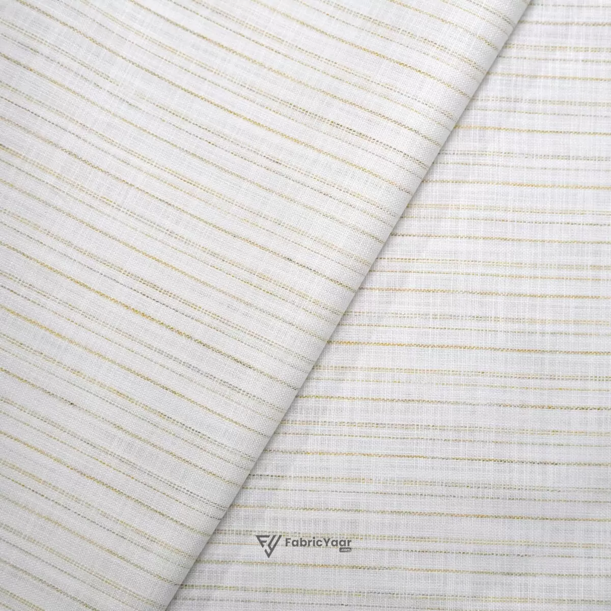 Solino Cotton Linen Self Stripe Beige Shirt / Kurta Fabric (Width 58 Inch)