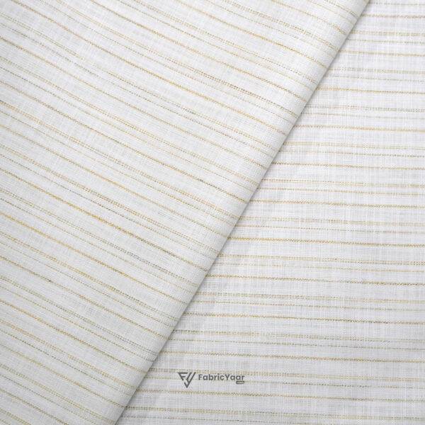 Solino Cotton Linen Self Stripe Beige Shirt / Kurta Fabric (Width 58 Inch)