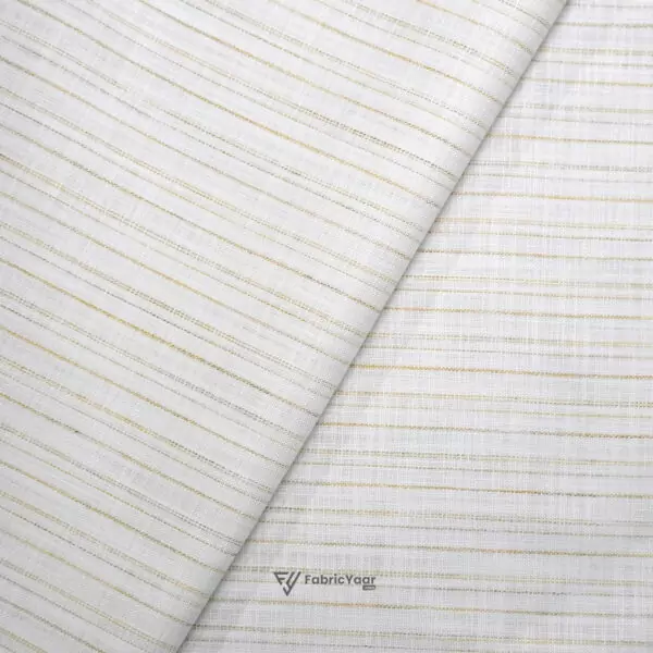 Solino Cotton Linen Self Stripe Beige Shirt / Kurta Fabric (Width 58 Inch)