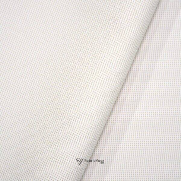 Mitva Cotton Blend Dotted Structure Cream Shirt / Kurta Fabric (Width 58 Inch)