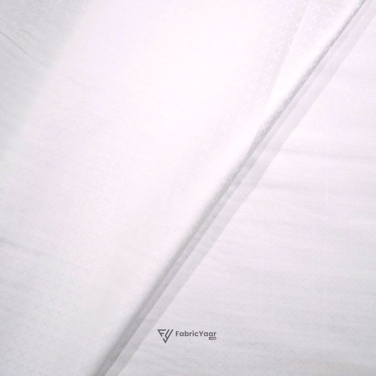 Self Woven White Textured Giza Cotton Shirt / Kurta Fabric (Width 58 Inch)