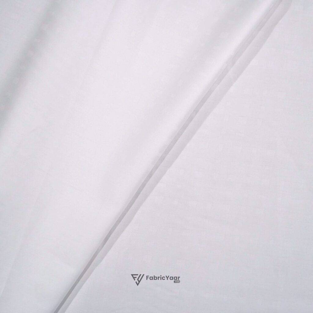 Self Abbot White Textured Giza Cotton Shirt / Kurta Fabric (Width 58 Inch)