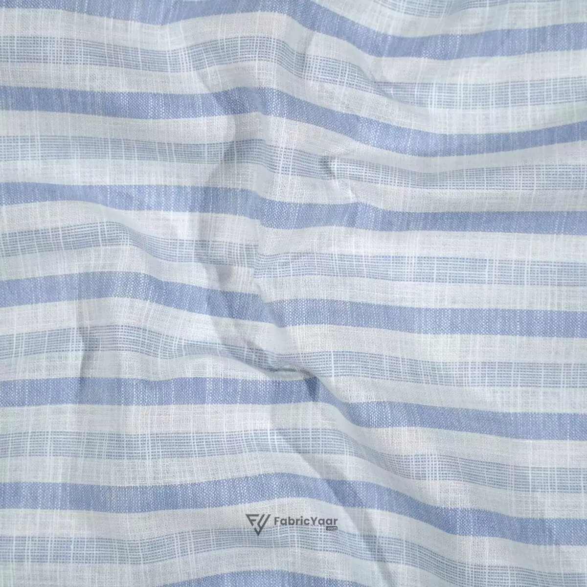 Cotton Linen Self Blue Pattern Stripe Shirt / Kurta Fabric (Width 58 Inch)