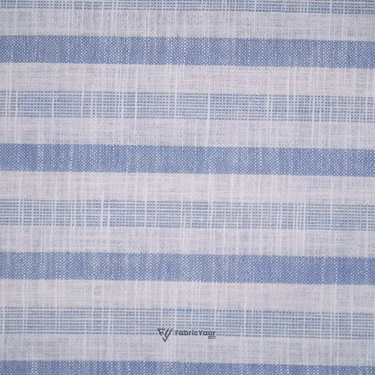 Cotton Linen Self Blue Pattern Stripe Shirt / Kurta Fabric (Width 58 Inch)