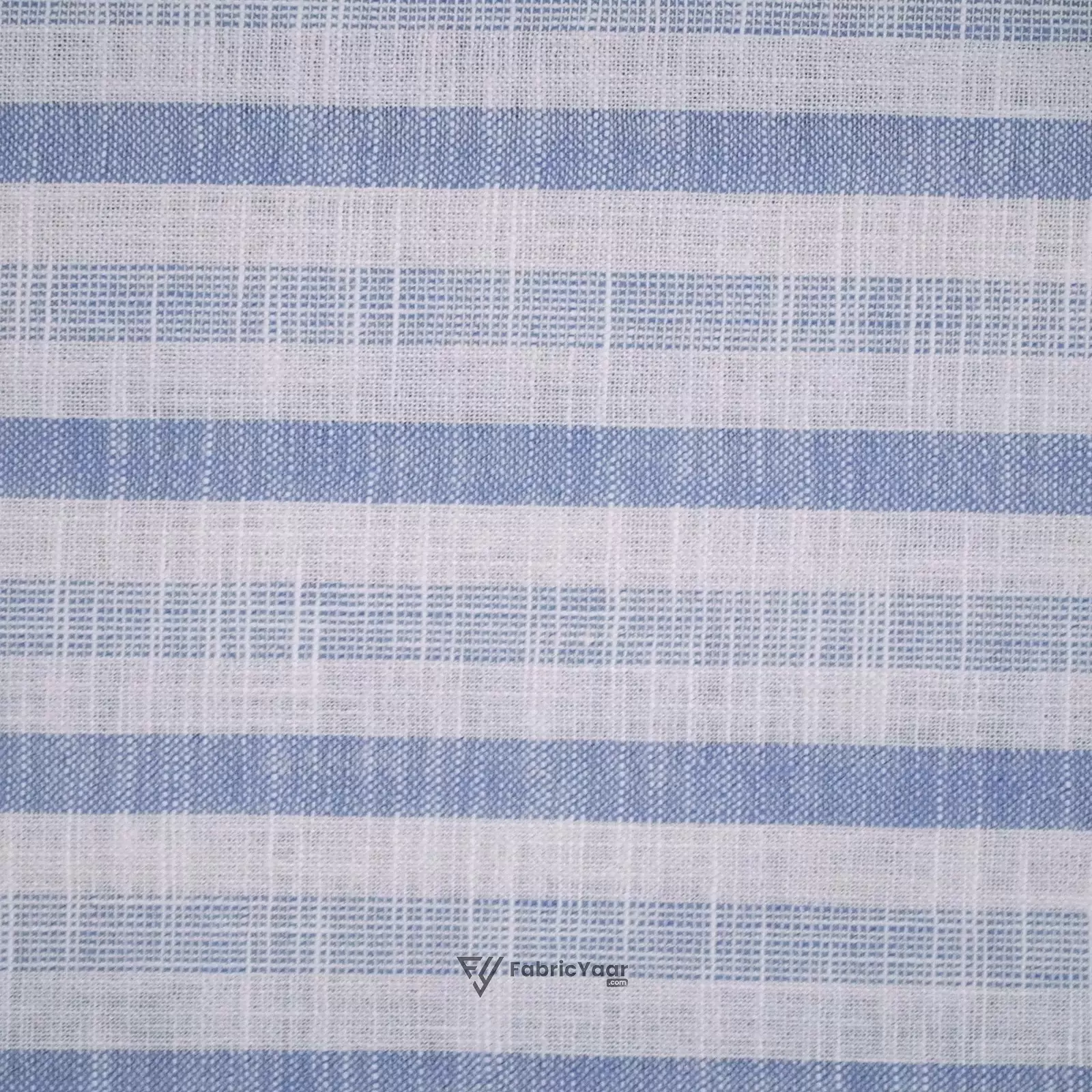 Cotton Linen Self Blue Pattern Stripe Shirt / Kurta Fabric (Width 58 Inch)