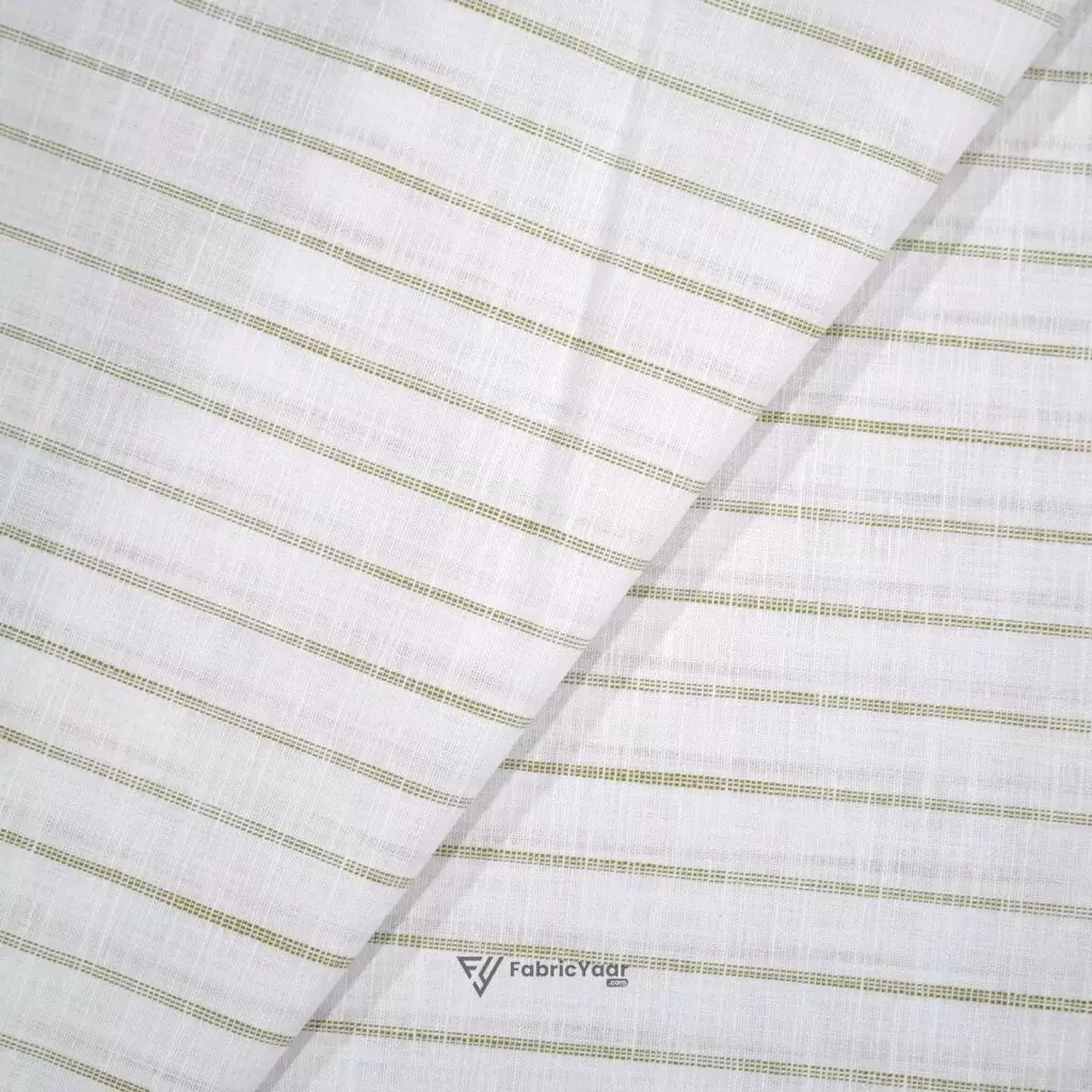 Cotton Linen Self Shaded Beige Stripe Shirt / Kurta Fabric (Width 58 Inch)