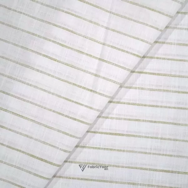 Cotton Linen Self Shaded Beige Stripe Shirt / Kurta Fabric (Width 58 Inch)
