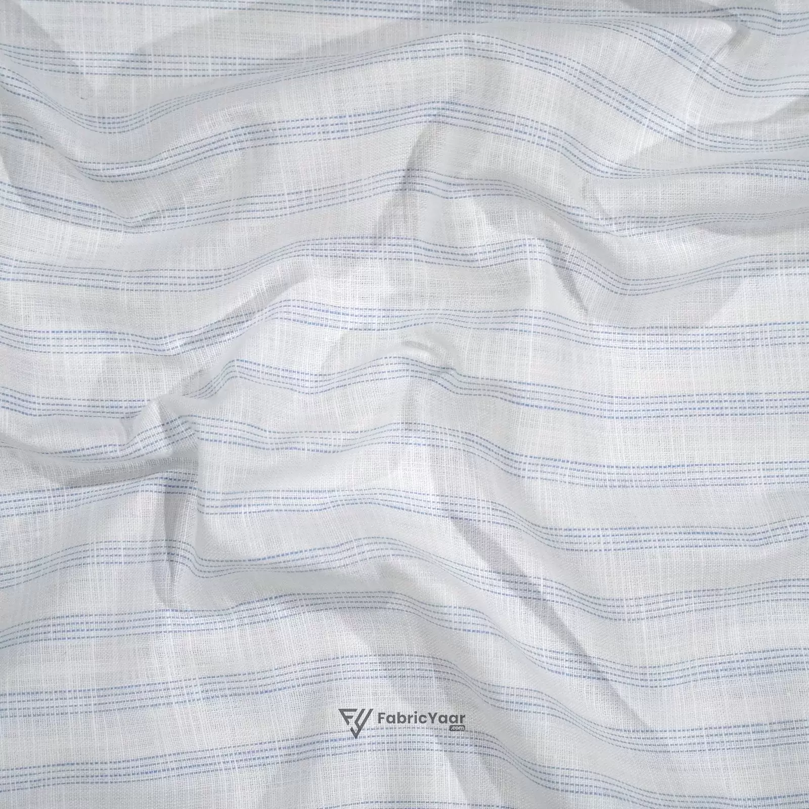Cotton Linen Self Majestic Blue Stripe Shirt / Kurta Fabric (Width 58 Inch)