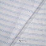 Cotton Linen Self Majestic Blue Stripe Shirt / Kurta Fabric (Width 58 Inch)