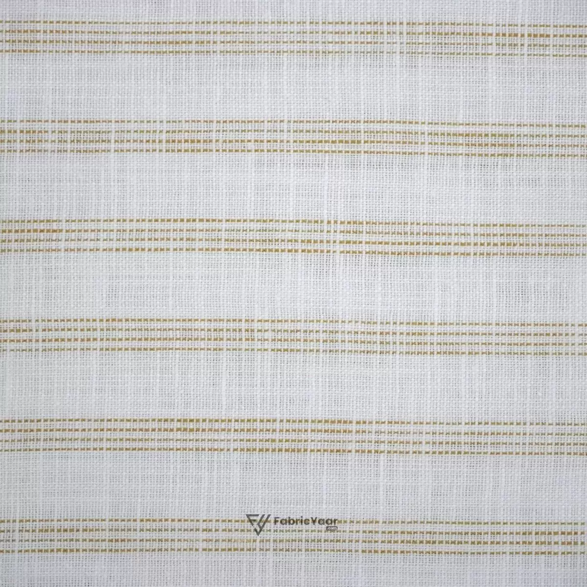 Cotton Linen Self Light Beige Stripe Shirt / Kurta Fabric (Width 58 Inch)