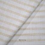 Cotton Linen Self Light Beige Stripe Shirt / Kurta Fabric (Width 58 Inch)