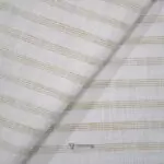 Cotton Linen Self Light Beige Stripe Shirt / Kurta Fabric (Width 58 Inch)