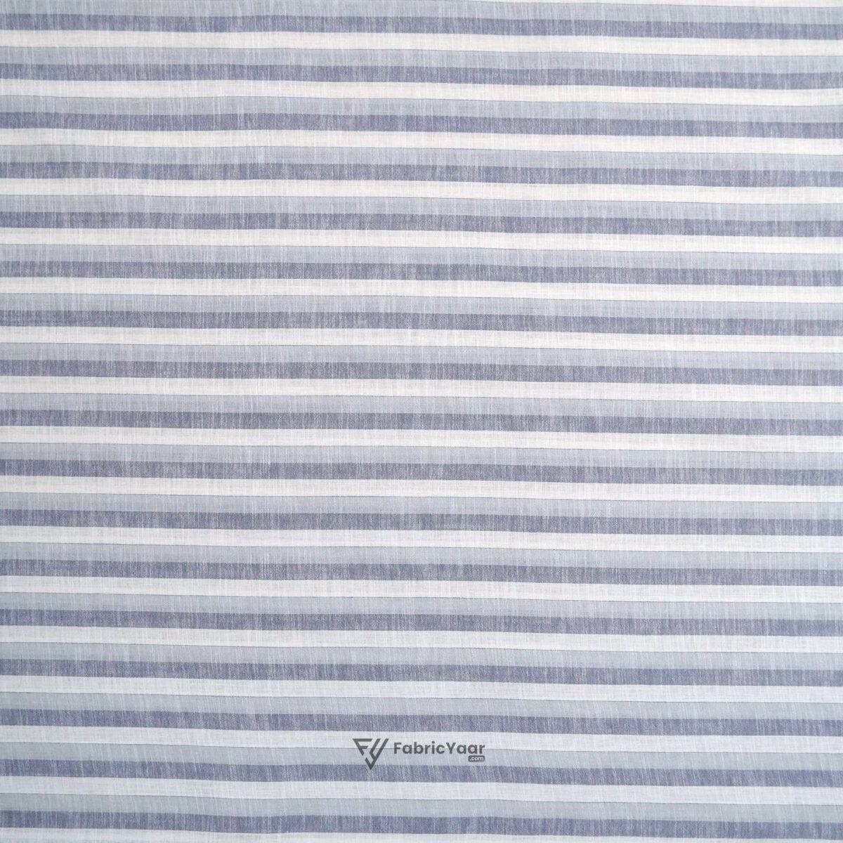 Cotton Linen Self Shaded Blue Stripe Shirt / Kurta Fabric (Width 58 Inch)