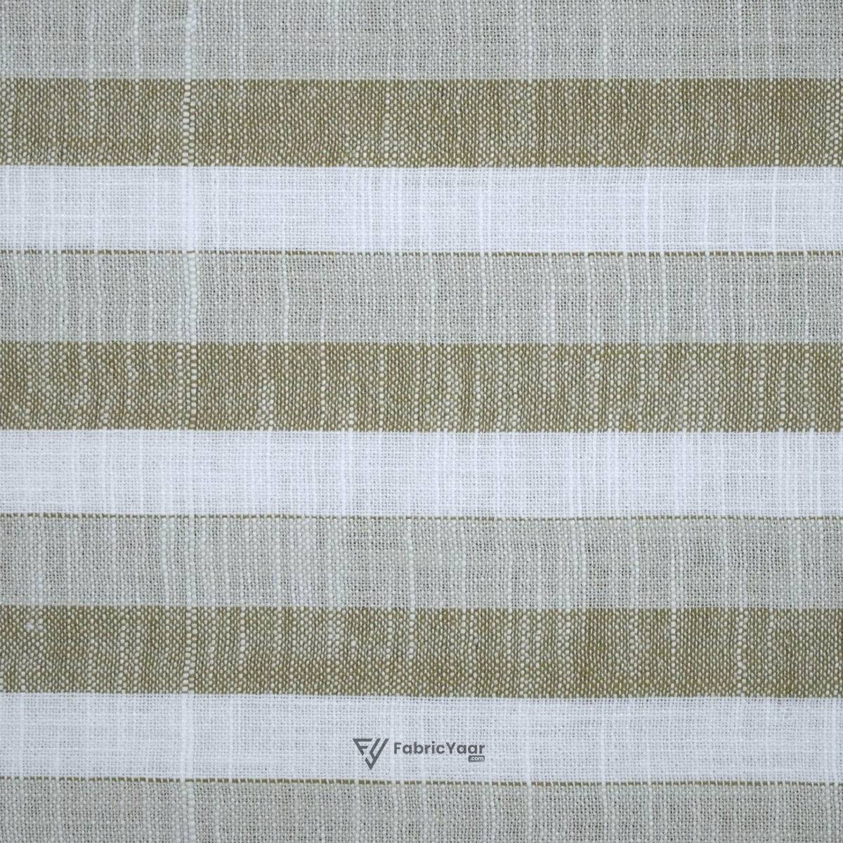 Cotton Linen Self Shaded Brown Stripe Shirt / Kurta Fabric (Width 58 Inch)