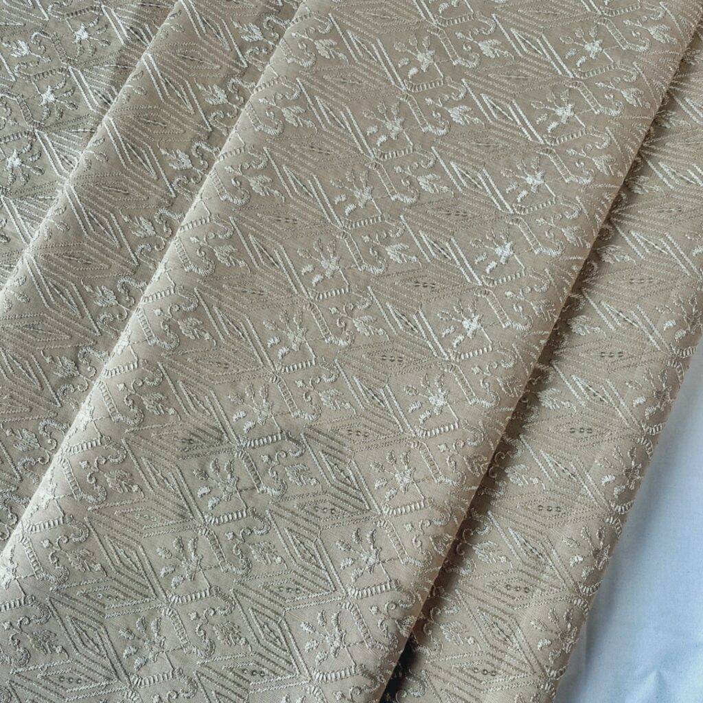 DOBLINO Designer Embroidery With Golden Sequins Beige Kurta / koti / shrug / Jodhpuri (Width 58 Inch)