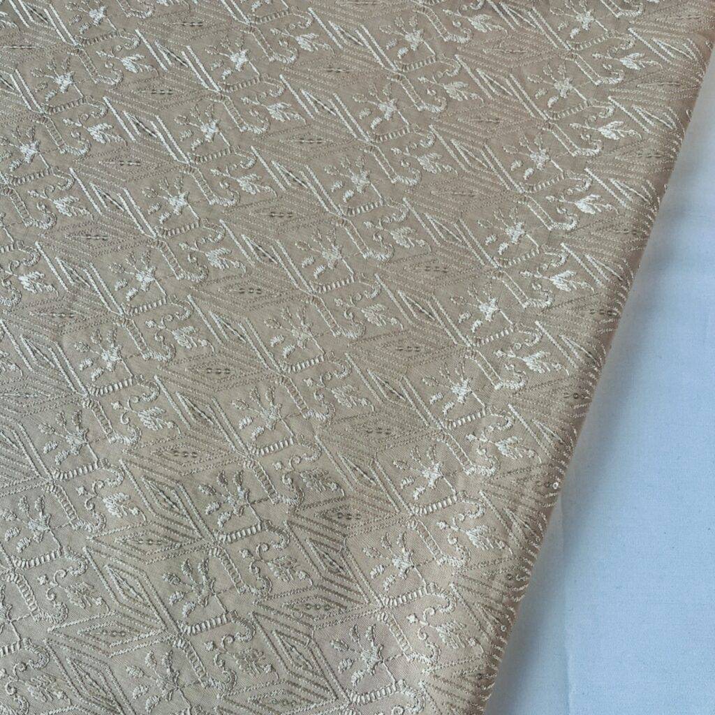 DOBLINO Designer Embroidery With Golden Sequins Beige Kurta / koti / shrug / Jodhpuri (Width 58 Inch)