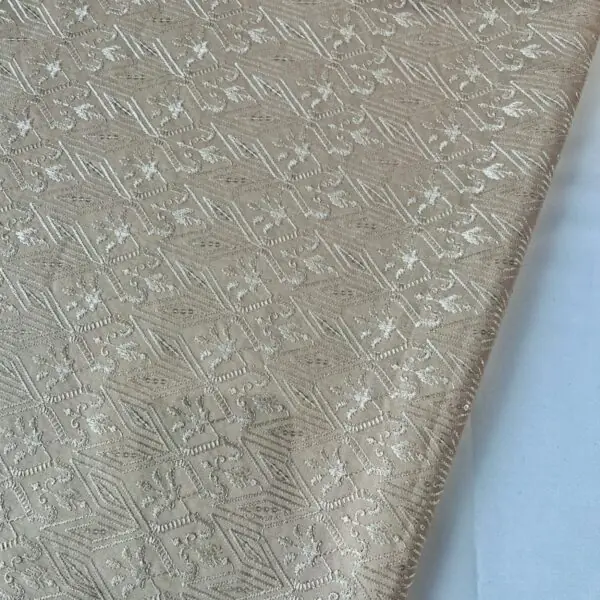 DOBLINO Designer Embroidery With Golden Sequins Beige Kurta / koti / shrug / Jodhpuri (Width 58 Inch)