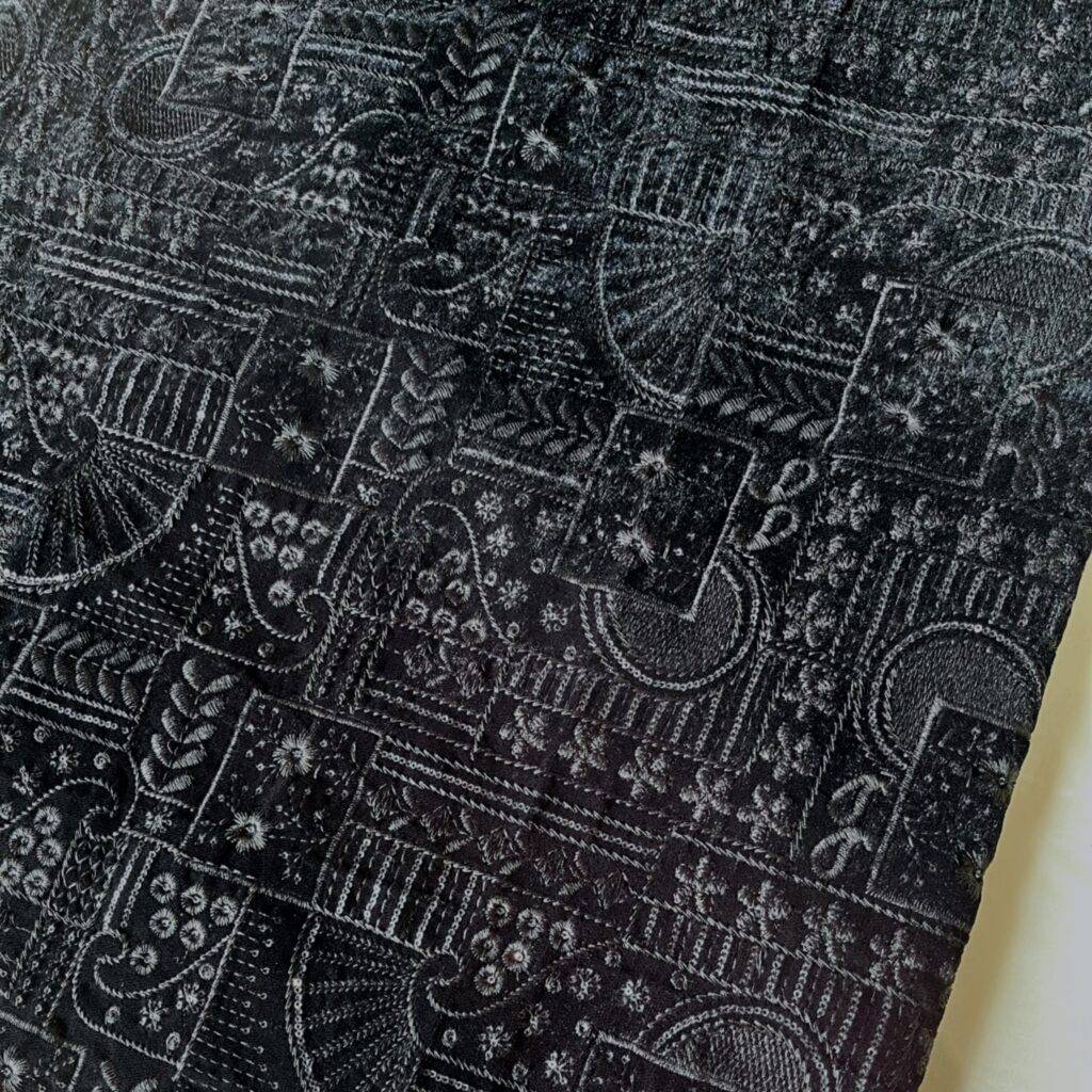 DOBLINO Designer Embroidery Velvet With Sequins Black Kurta / koti / shrug / Jodhpuri (Width 58 Inch)