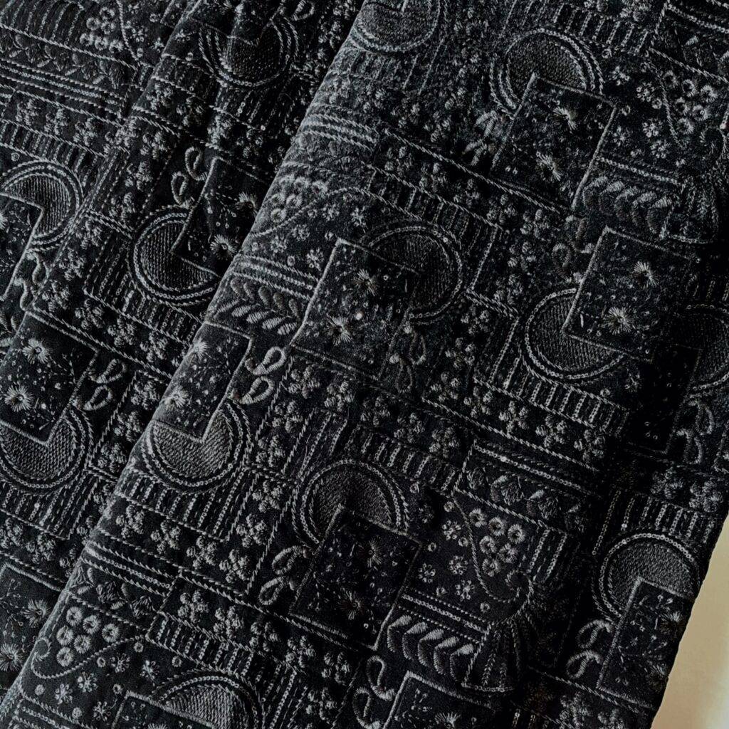 DOBLINO Designer Embroidery Velvet With Sequins Black Kurta / koti / shrug / Jodhpuri (Width 58 Inch)