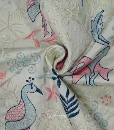 Designer Embroidery Sparrow & Flamingo Design Kurta / Koti / Shrug Fabric (Width 38 Inch)