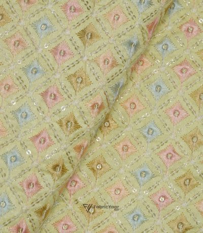 Designer Embroidery Multi Colour Thread Work Yellow Kurta / koti / Shrug (Width 38 Inch)